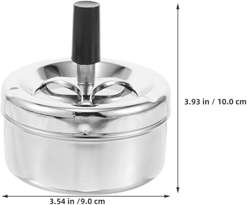 منفضة سجائر معدنية بدون دخان مع صينية دوارة للاستخدام في الهواء الطلق والتراس والمنزل باللون الفضي - Image 2